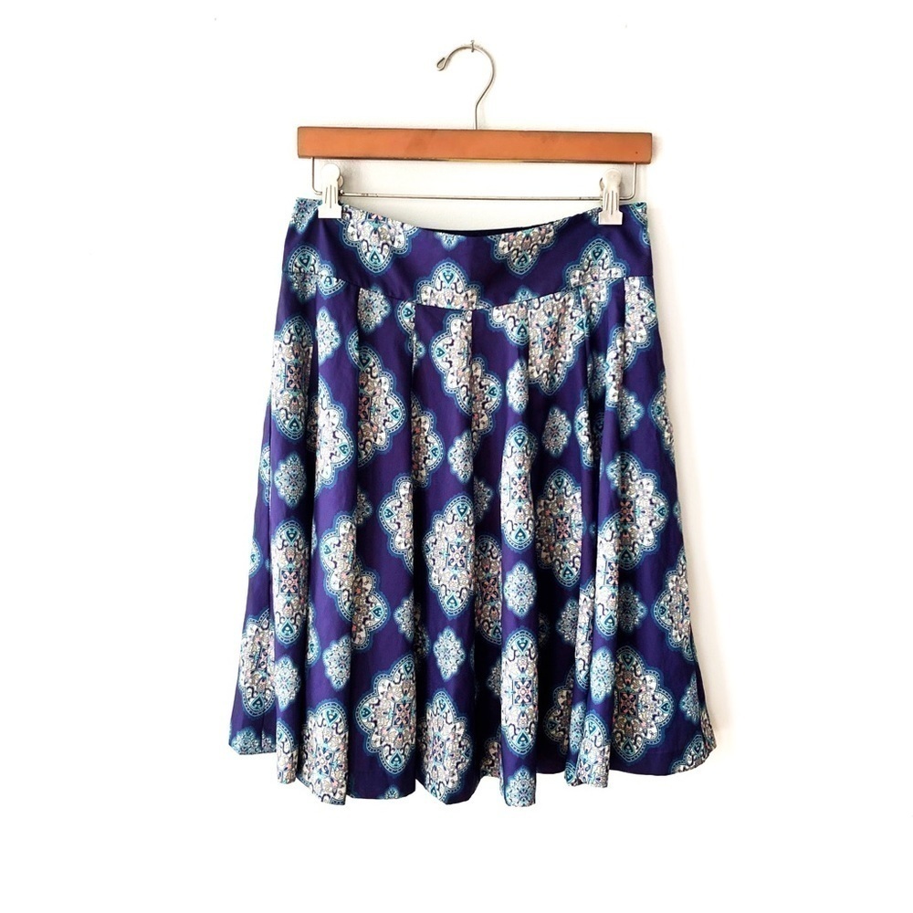 Ann Taylor | Navy Medallion Circle Flounce Skirt
